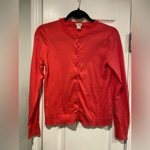 J. Crew Size S Coral Pink Caryn Cardigan Crew Neck Button Lightweight Cardigan